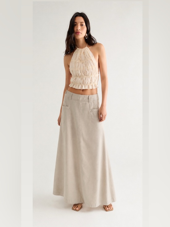 Dresses & Skirts - Women's Cream Maxi Skirt - Lightweight A-Line